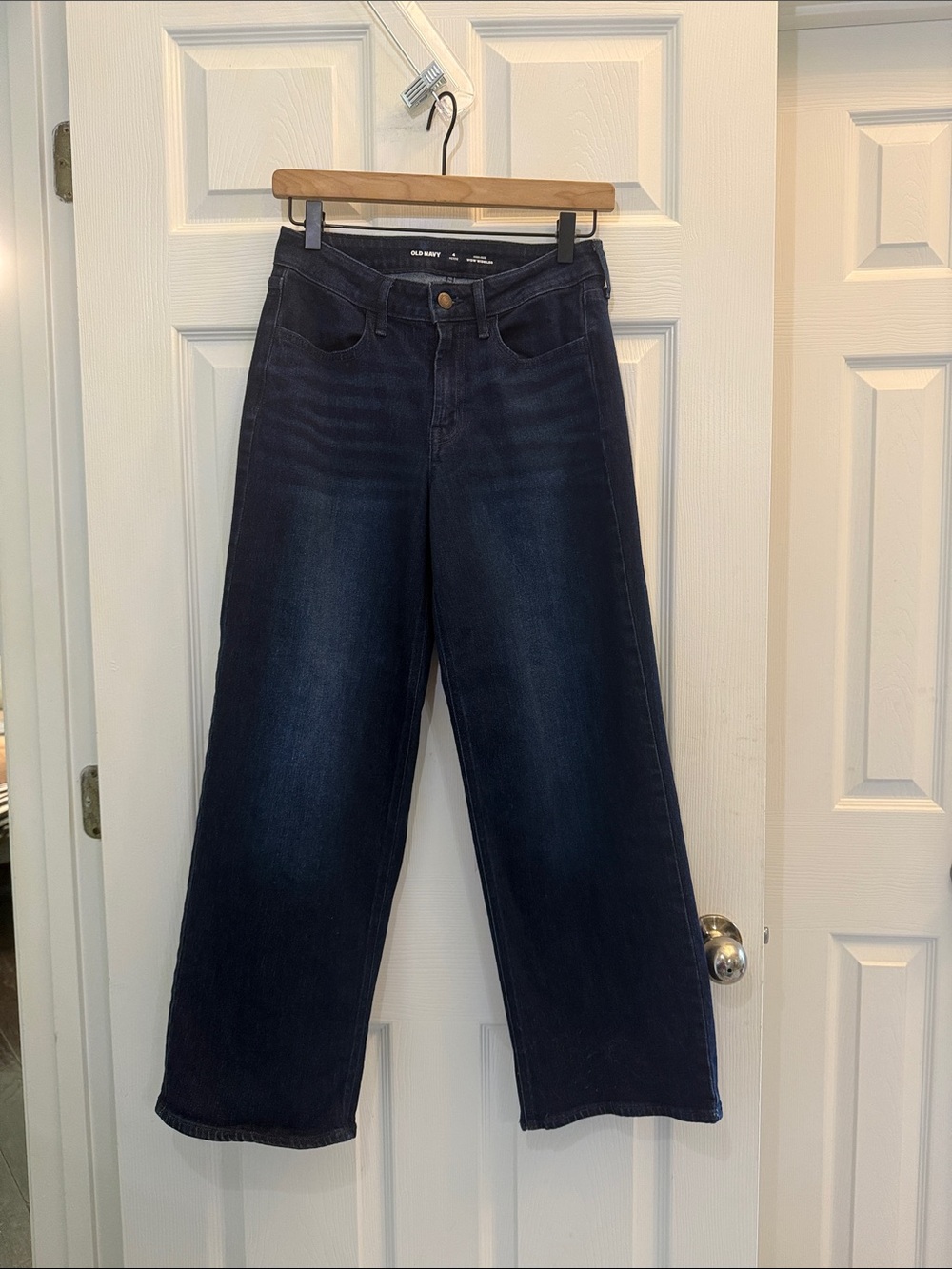 Old Navy Dark Indigo Wide-Leg Stretch Jeans - 9” Mid-rise - Size 4P